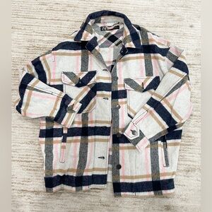 Zara Plaid Flannel Shacket Oversized Jacket Size Small